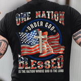 US Flag, One nation under God Jesus Back-printed Apparel