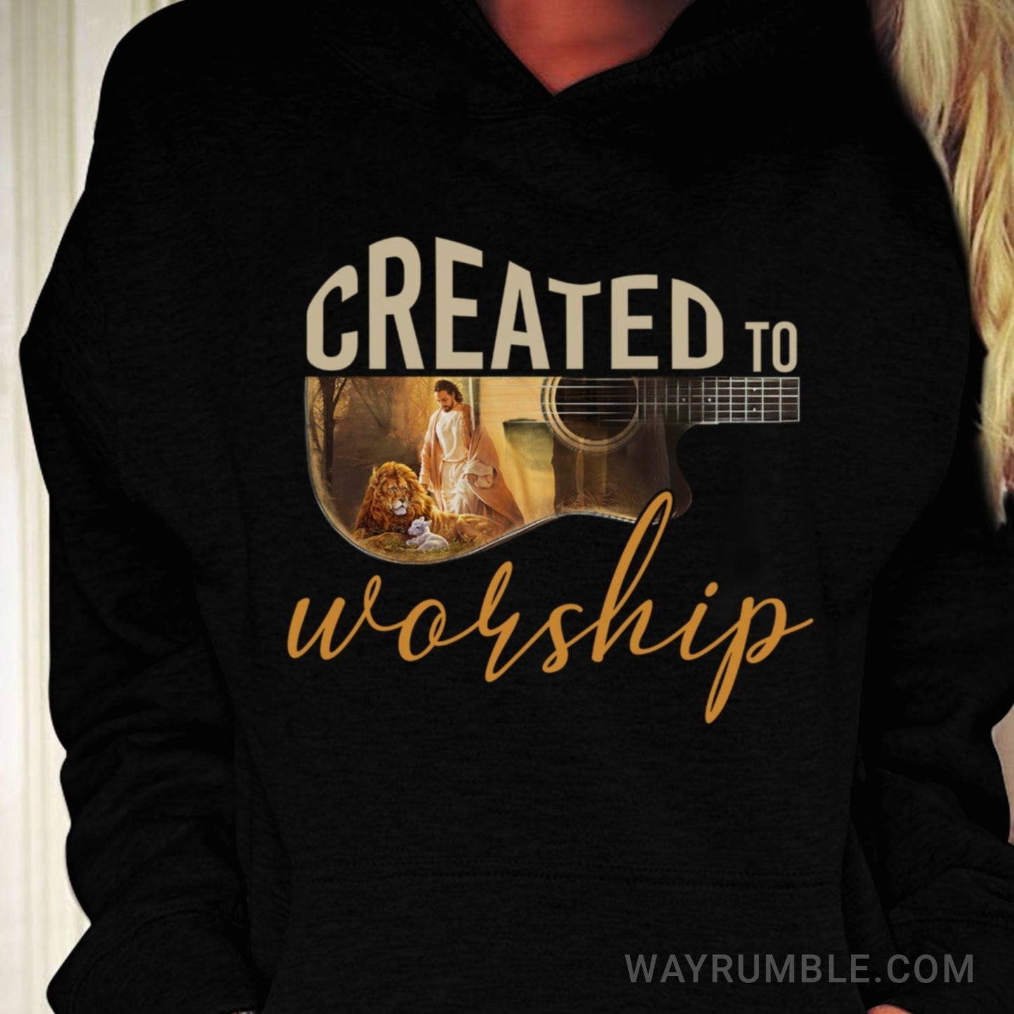 Wooden guitar, Lion king, Created to worship - Jesus Apparel