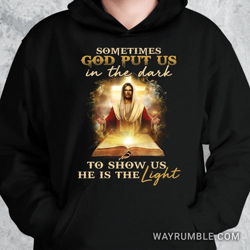 Jesus painting, The holly Bible, Sometimes God put us in the dark to show us he is the Light - Jesus Apparel