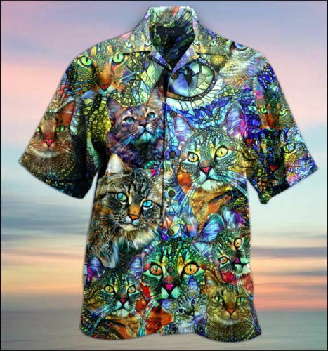 Kaleidoscope cat hawaiian shirt