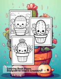 Kawaii Cactus 30 Pages Printable Coloring Book