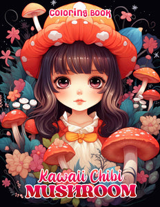 Kawaii Chibi Mushroom 30 Pages Printable Coloring Book