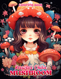 Kawaii Chibi Mushroom 30 Pages Printable Coloring Book