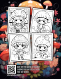 Kawaii Chibi Mushroom 30 Pages Printable Coloring Book