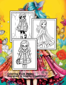 Kids Fashion Dress 30 Pages Printable Coloring Book