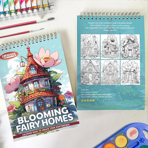 LBKHOUSE Blooming Fairy Homes Spiral Coloring Book for Adult