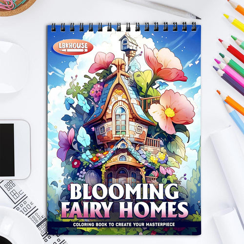 LBKHOUSE Blooming Fairy Homes Coloring Book for Adults