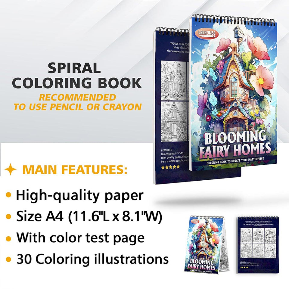 LBKHOUSE Blooming Fairy Homes Coloring Sheets for Adults