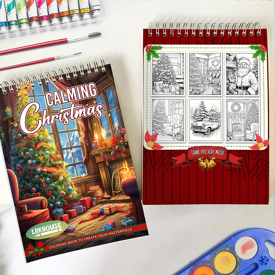 LBKHOUSE Calming Christmas Spiral Coloring Book for Adult