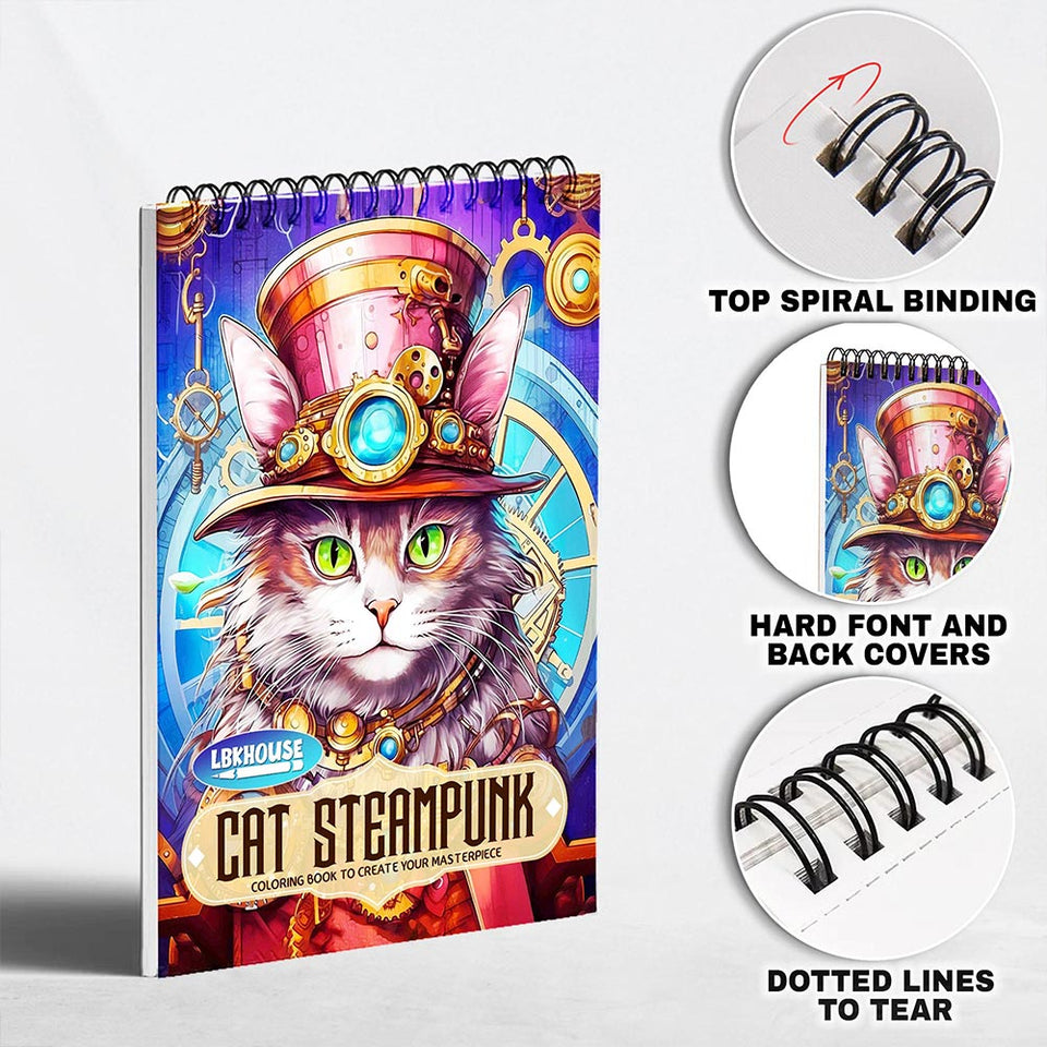 LBKHOUSE Cat Steampunk Coloring Pages for Adult