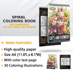 LBKHOUSE Cats and Flowers Coloring Sheets for Adult