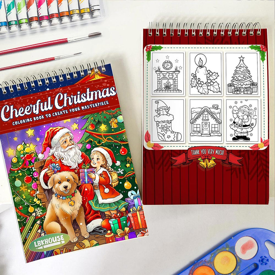 LBKHOUSE Cheerful Christmas Spiral Coloring Book for Adult