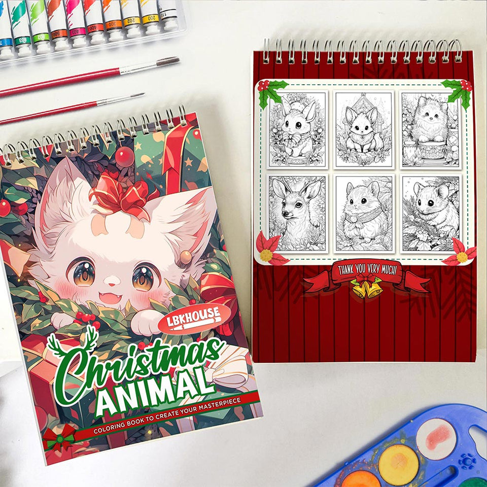 LBKHOUSE Christmas Animal Spiral Coloring Book for Adult