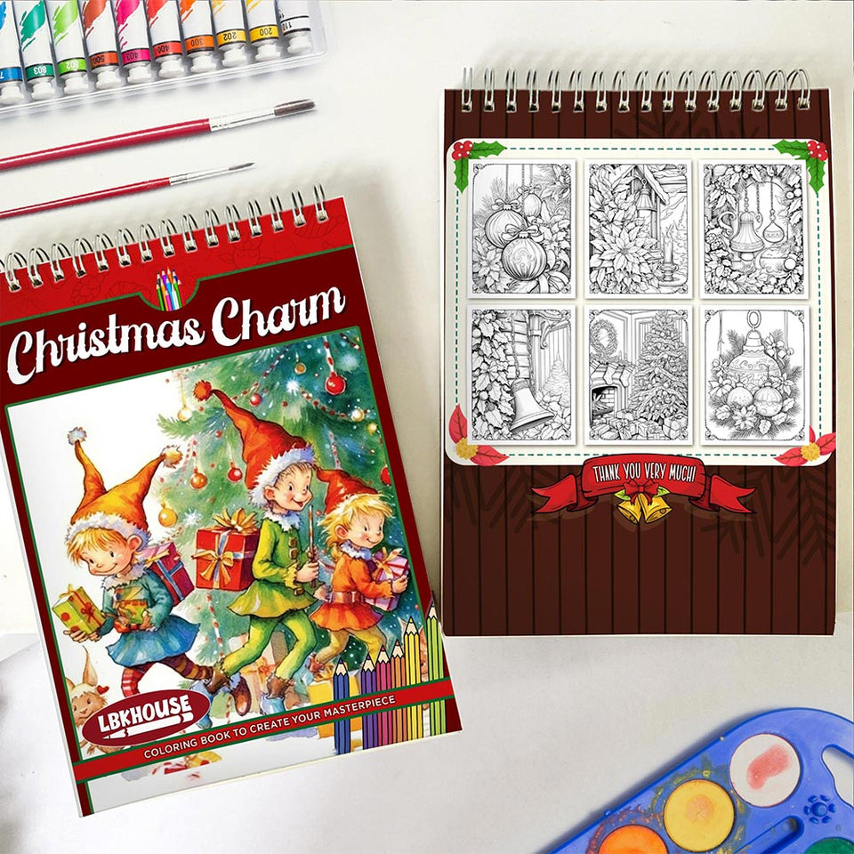 LBKHOUSE Christmas Charm Spiral Coloring Book for Adult