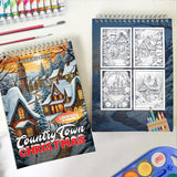 LBKHOUSE Christmas Country Town Spiral Coloring Book for Adult