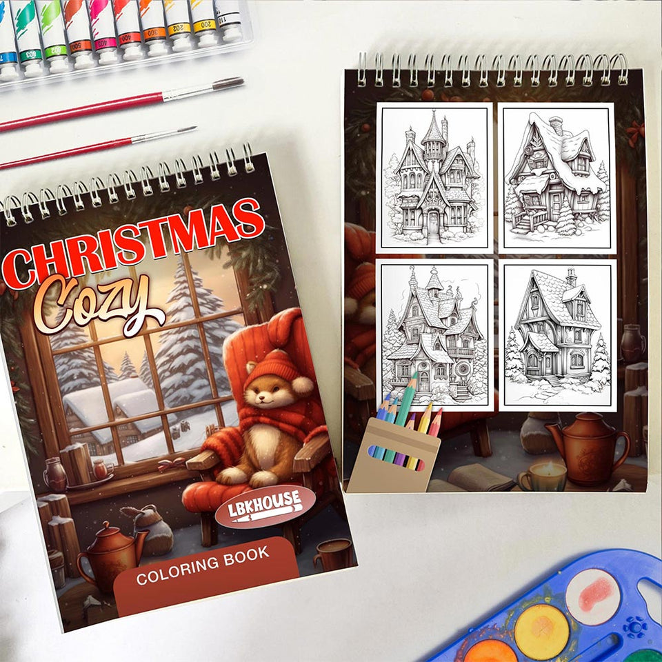 LBKHOUSE Christmas Cozy Spiral Coloring Book for Adult