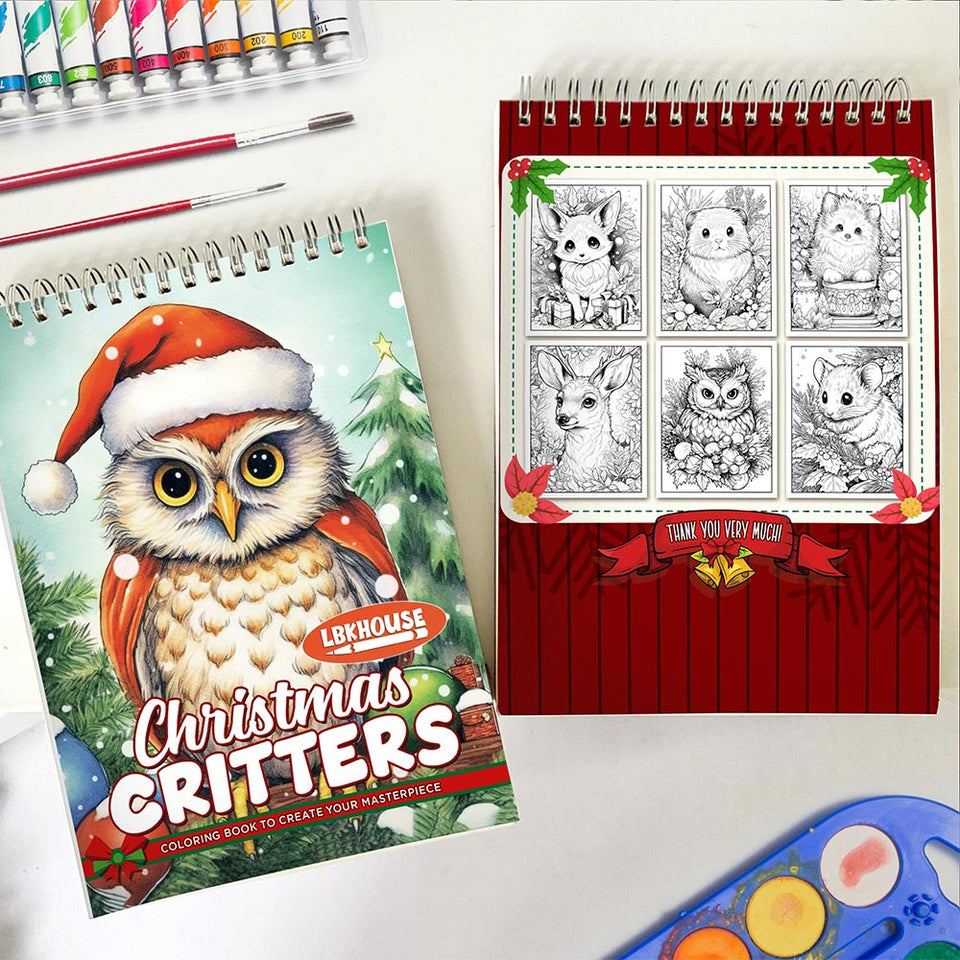 LBKHOUSE Christmas Critters Spiral Coloring Book for Adult