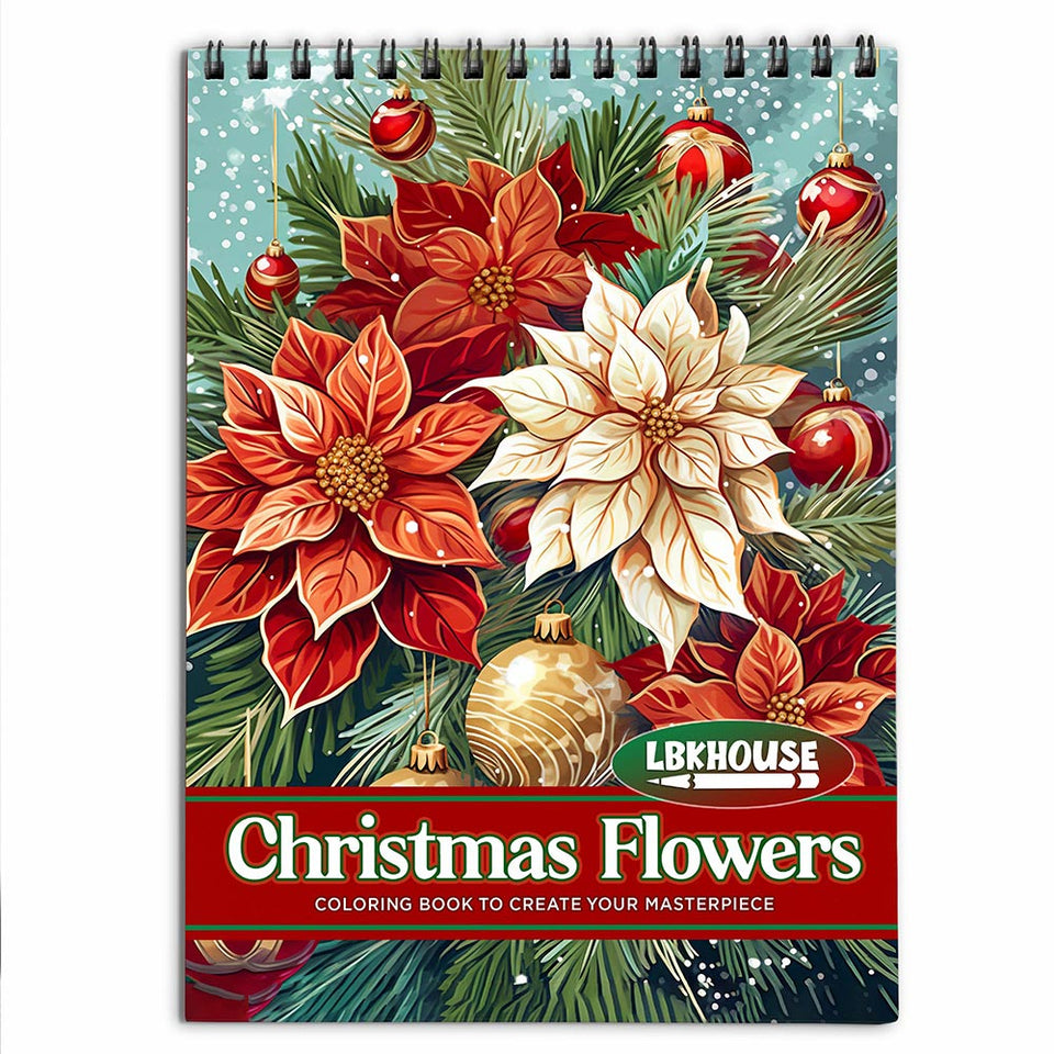 LBKHOUSE Christmas Flowers Coloring Book for Adult