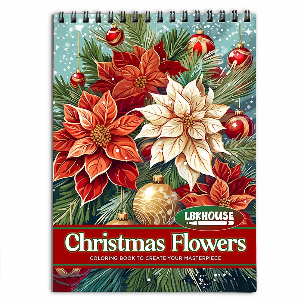 LBKHOUSE Christmas Flowers Coloring Book for Adult