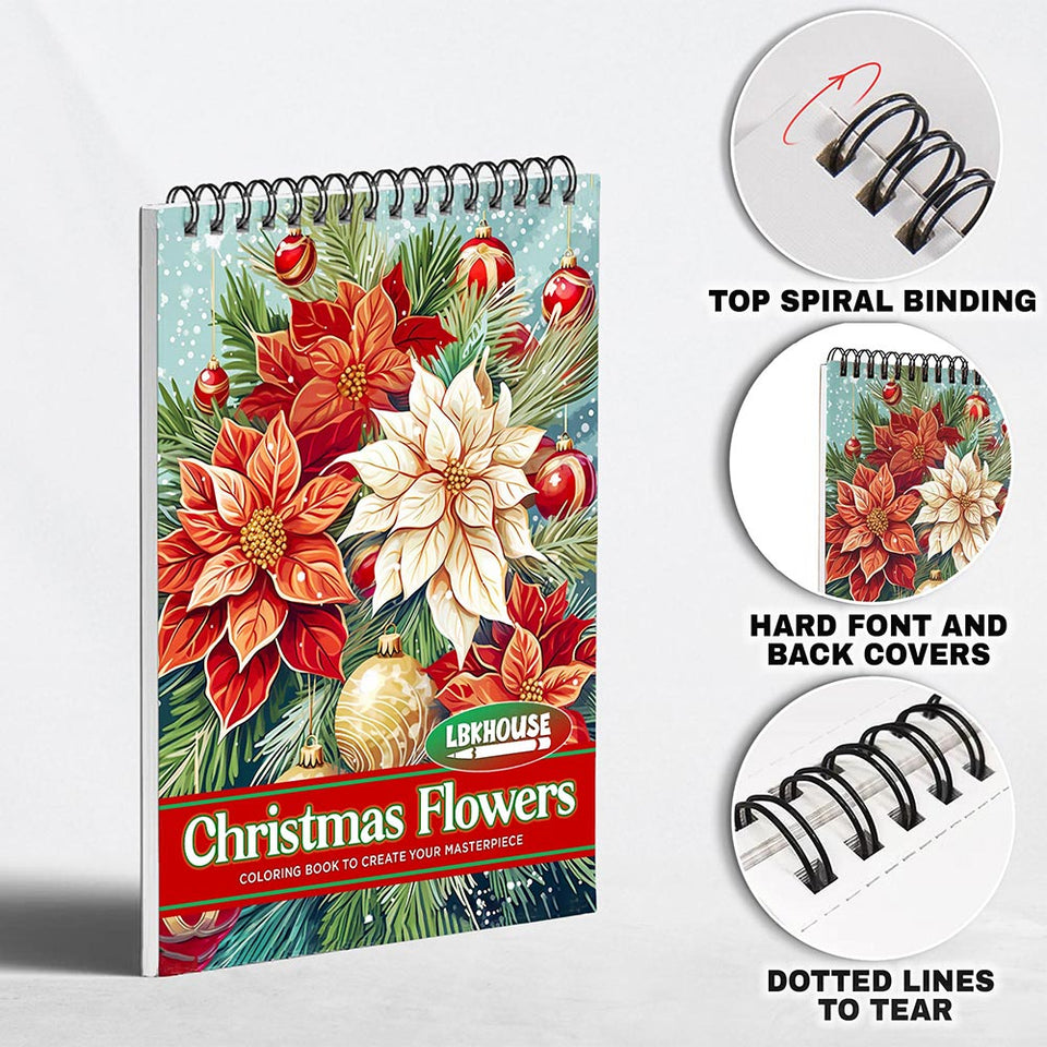 LBKHOUSE Christmas Flowers Coloring Pages for Adult