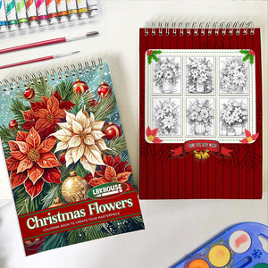 LBKHOUSE Christmas Flowers Spiral Coloring Book for Adult