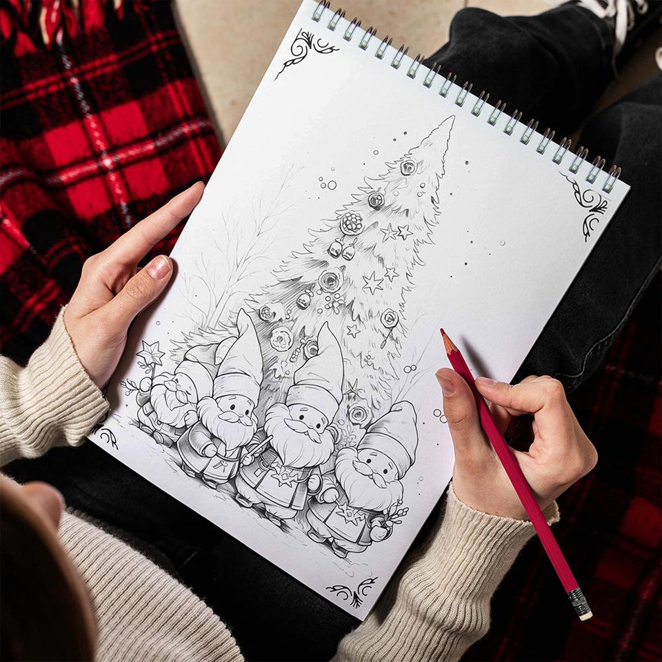 LBKHOUSE Christmas Gnomes Spiral Bound Coloring Book for Adult