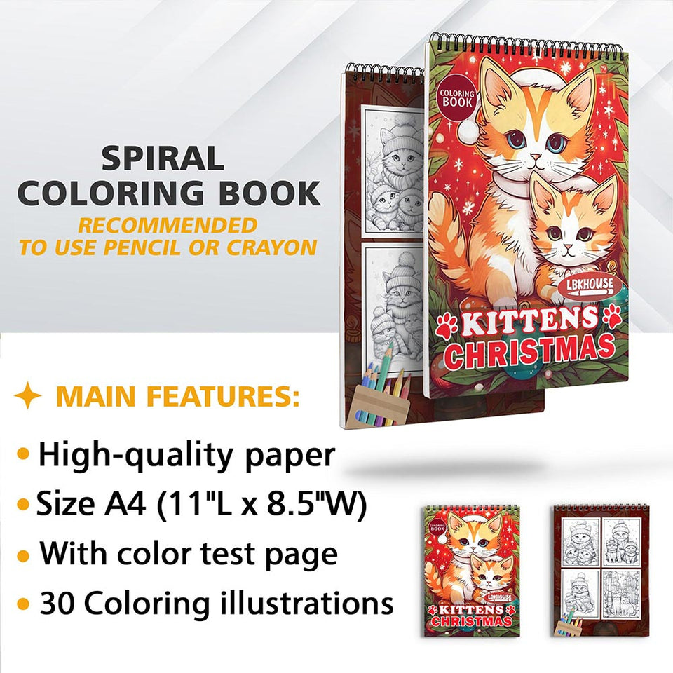 LBKHOUSE Christmas Kittens Coloring Sheets for Adult