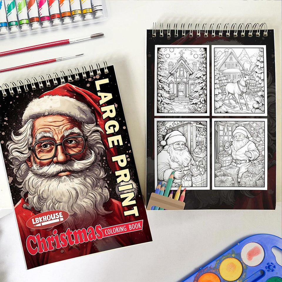 LBKHOUSE Christmas Large Print Spiral Coloring Book for Adult