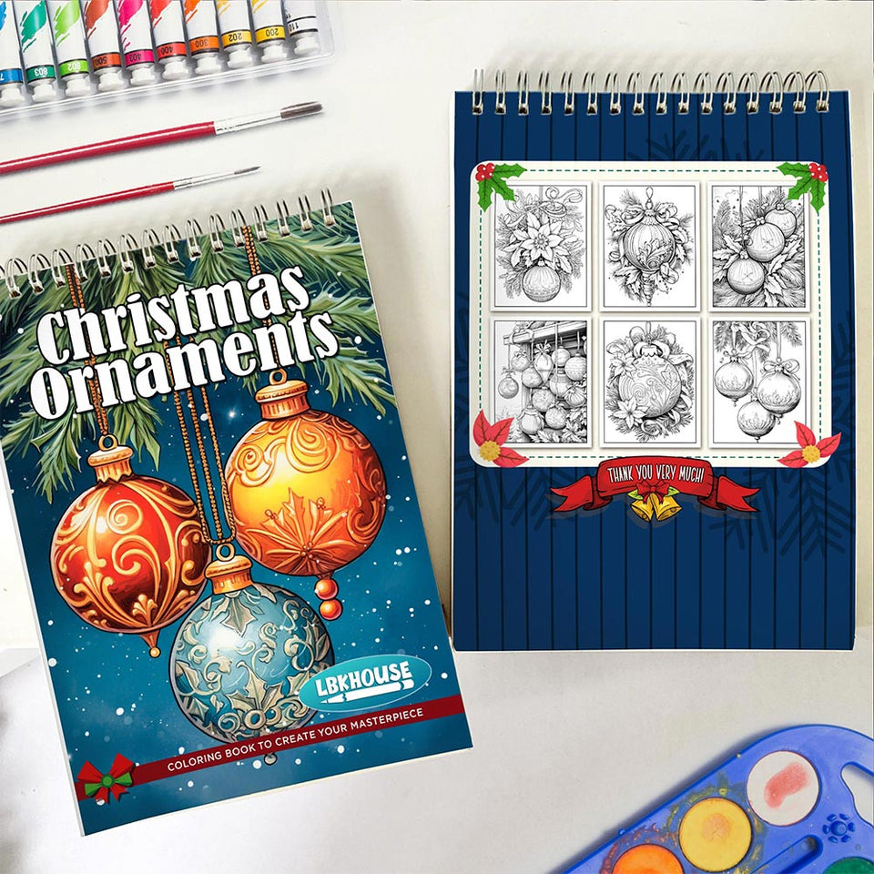 LBKHOUSE Christmas Ornaments Spiral Coloring Book for Adult