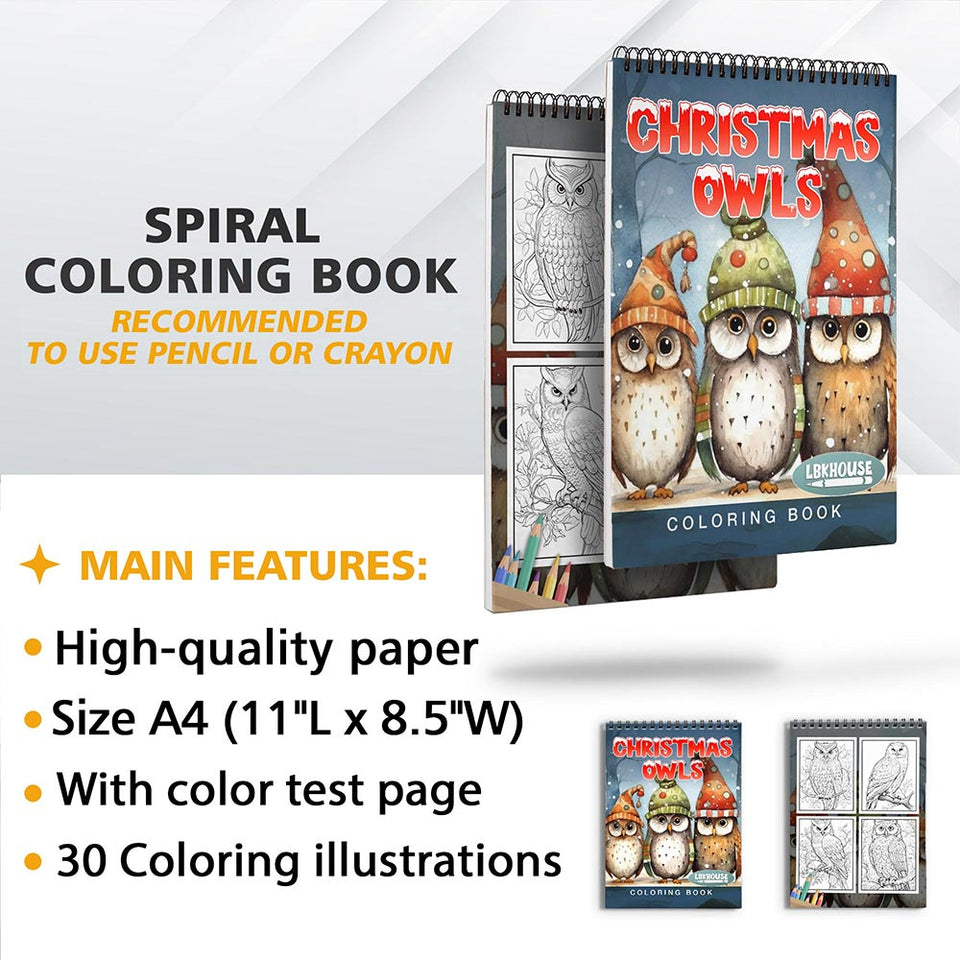 LBKHOUSE Christmas Owls Coloring Sheets for Adult
