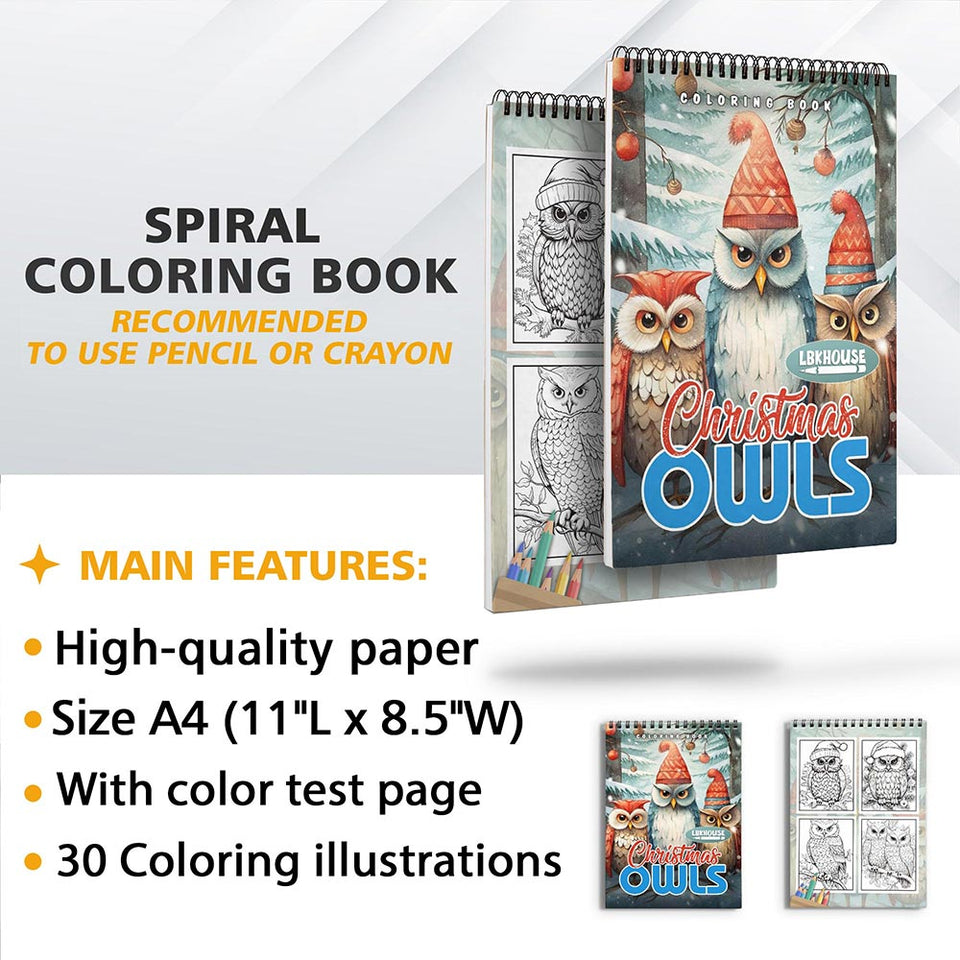 LBKHOUSE Christmas Owls Coloring Sheets for Adult