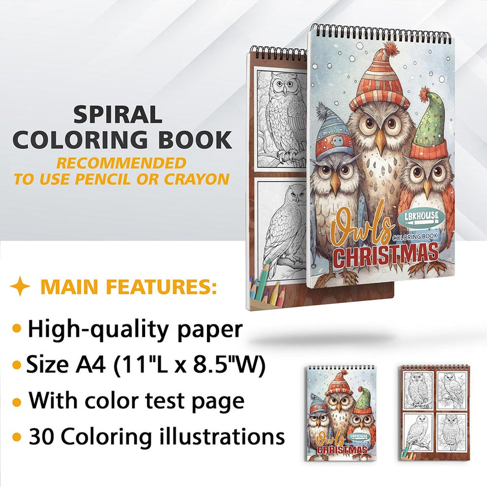 LBKHOUSE Christmas Owls Coloring Sheets for Adult