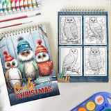 LBKHOUSE Christmas Owls Spiral Coloring Book for Adult