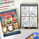 LBKHOUSE Christmas Owls Spiral Coloring Book for Adult
