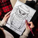 LBKHOUSE Christmas Owls Spiral Bound Coloring Book for Adult