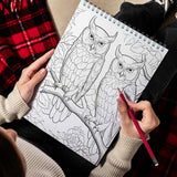 LBKHOUSE Christmas Owls Spiral Bound Coloring Book for Adult