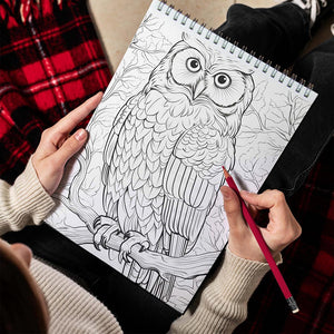 LBKHOUSE Christmas Owls Spiral Bound Coloring Book for Adult