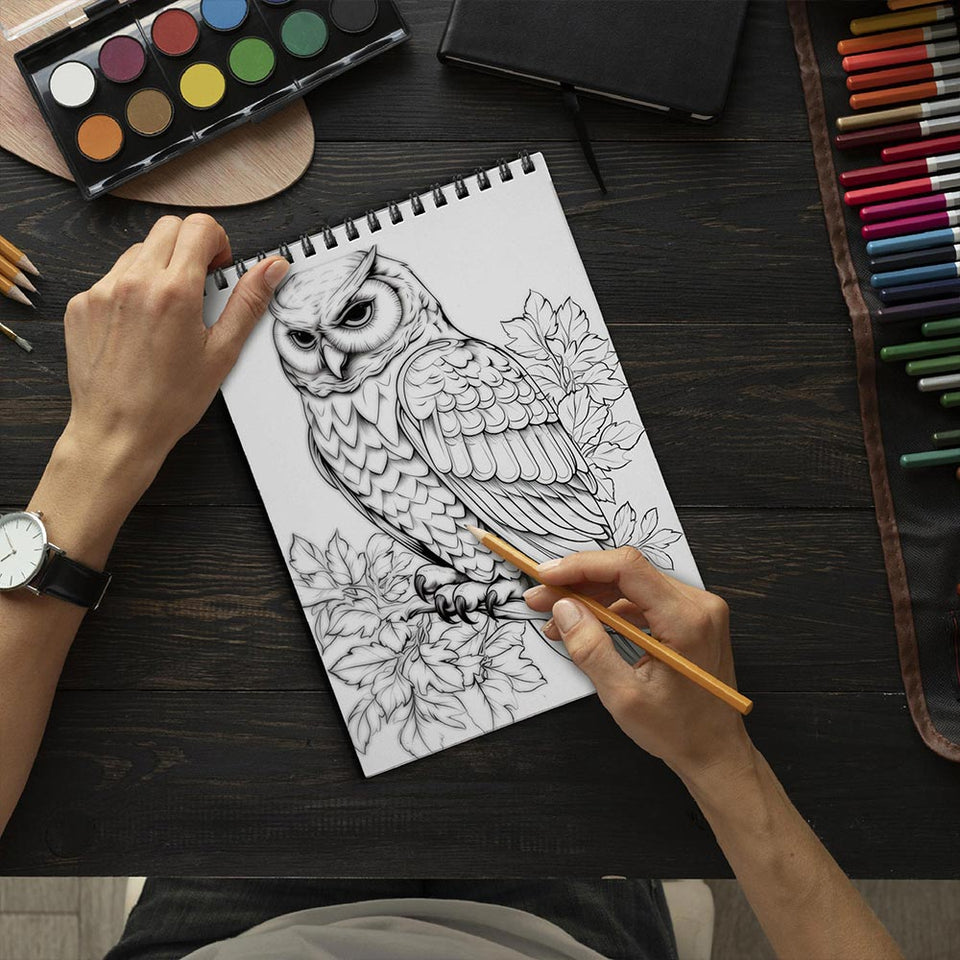 LBKHOUSE Christmas Owls Coloring Book Spiral Bound for Adult