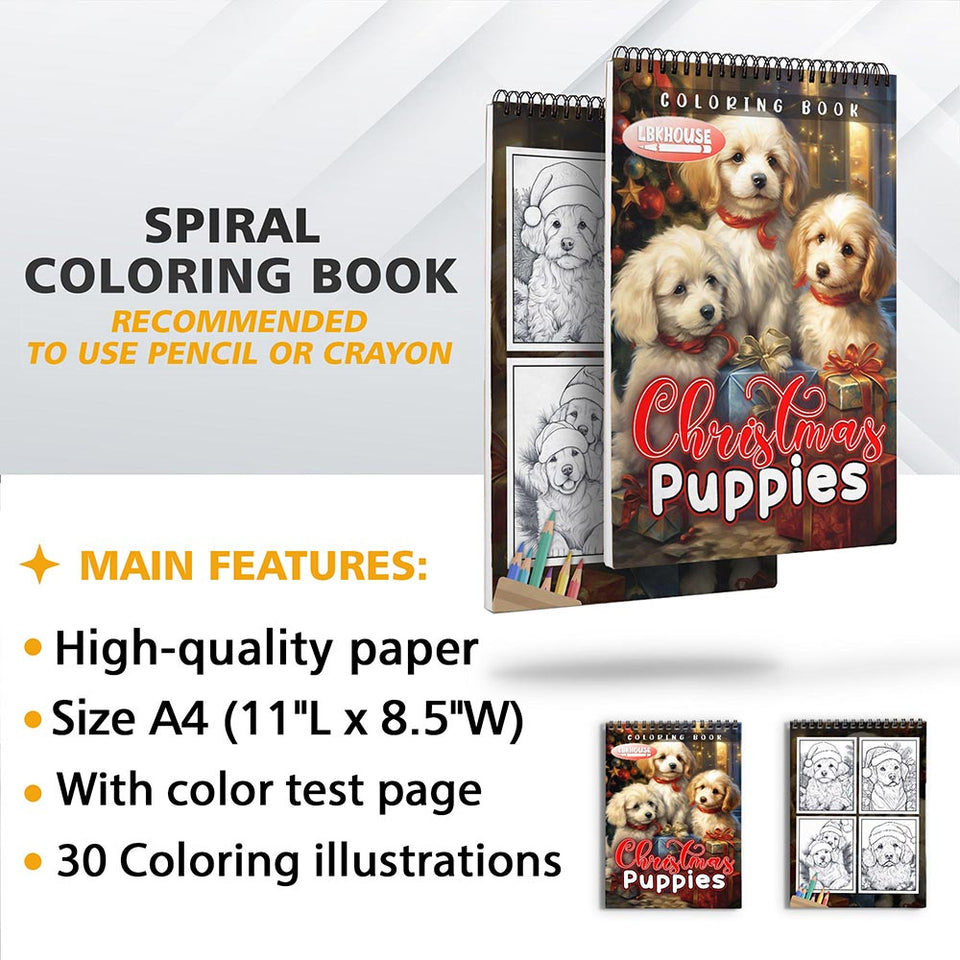 LBKHOUSE Christmas Puppies Coloring Sheets for Adult