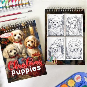 LBKHOUSE Christmas Puppies Spiral Coloring Book for Adult