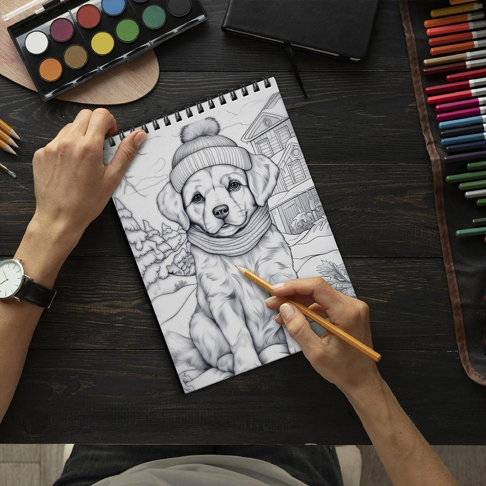 LBKHOUSE Christmas Puppies Coloring Book Spiral Bound for Adult