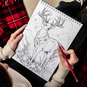 LBKHOUSE Christmas Reindeer Spiral Bound  Coloring Book for Adult