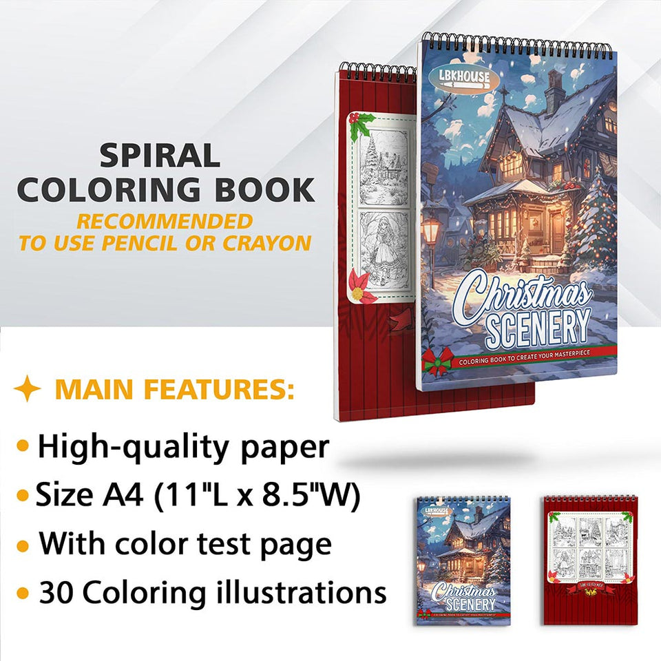 LBKHOUSE Christmas Scenery Coloring Sheets for Adult