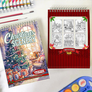 LBKHOUSE Christmas Scenery Spiral Coloring Book for Adult