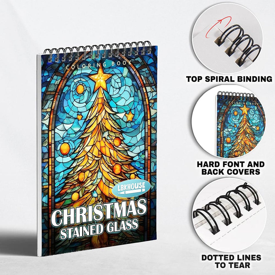 LBKHOUSE Christmas Stained Glass Coloring Pages for Adult