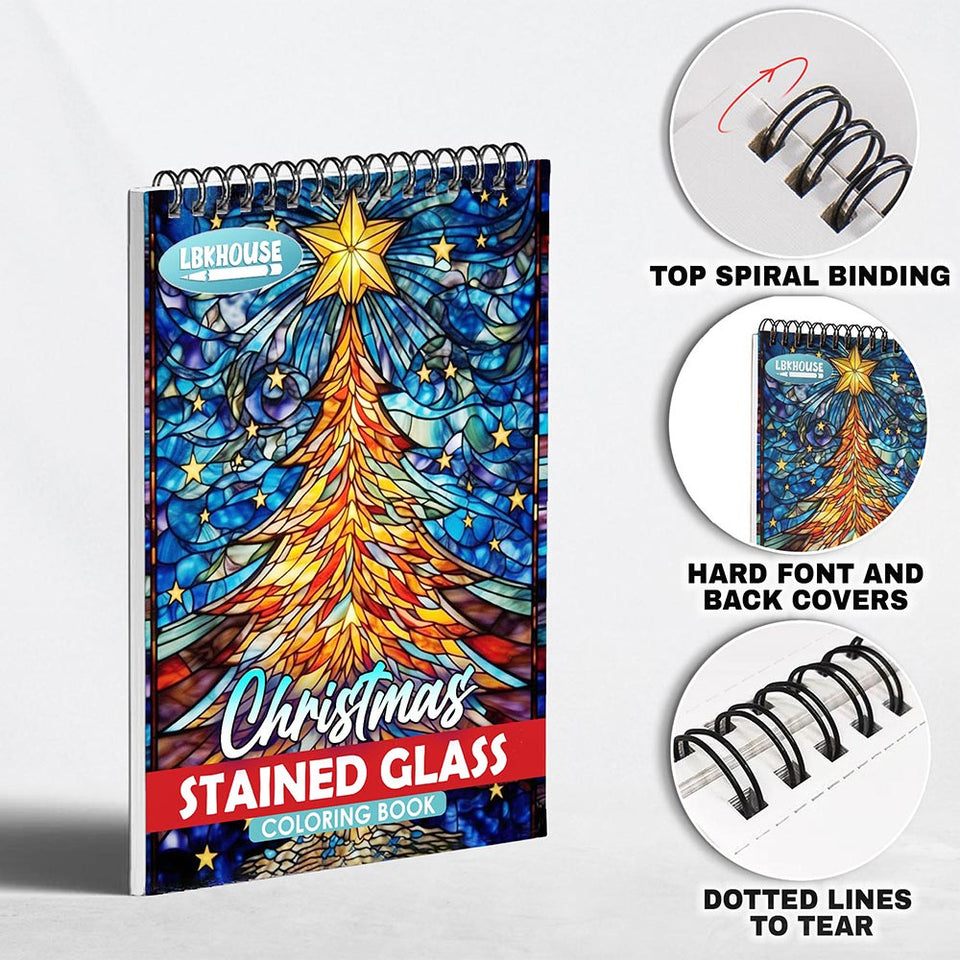 LBKHOUSE Christmas Stained Glass Coloring Pages for Adult