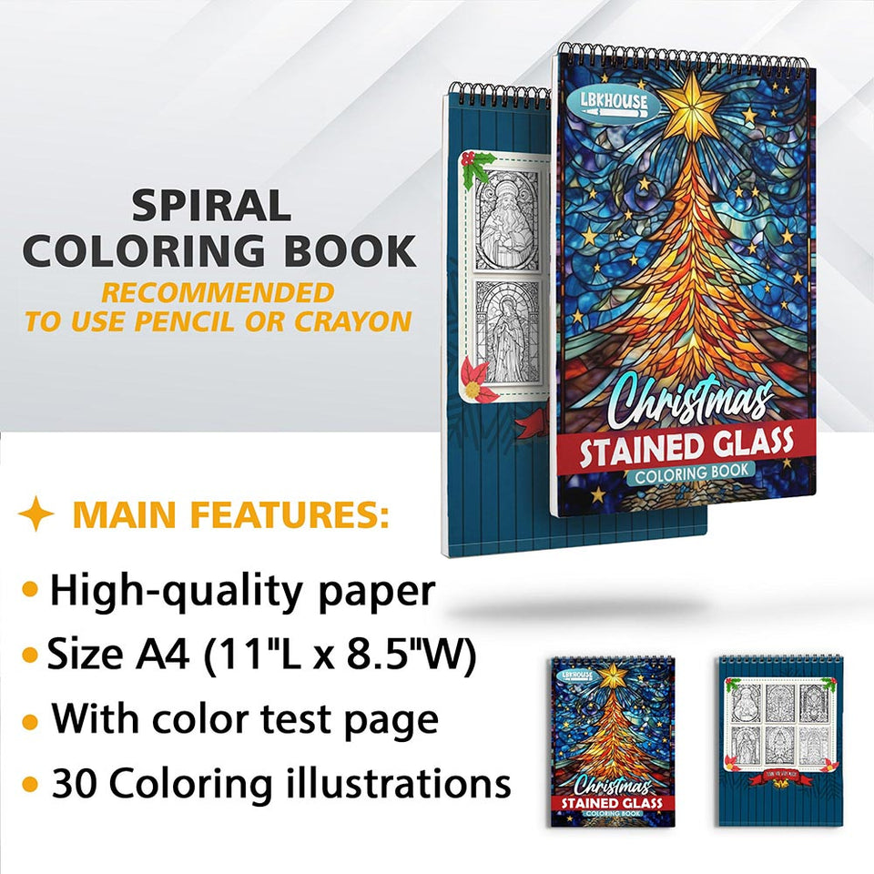 LBKHOUSE Christmas Stained Glass Coloring Sheets for Adult
