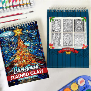 LBKHOUSE Christmas Stained Glass Spiral Coloring Book for Adult