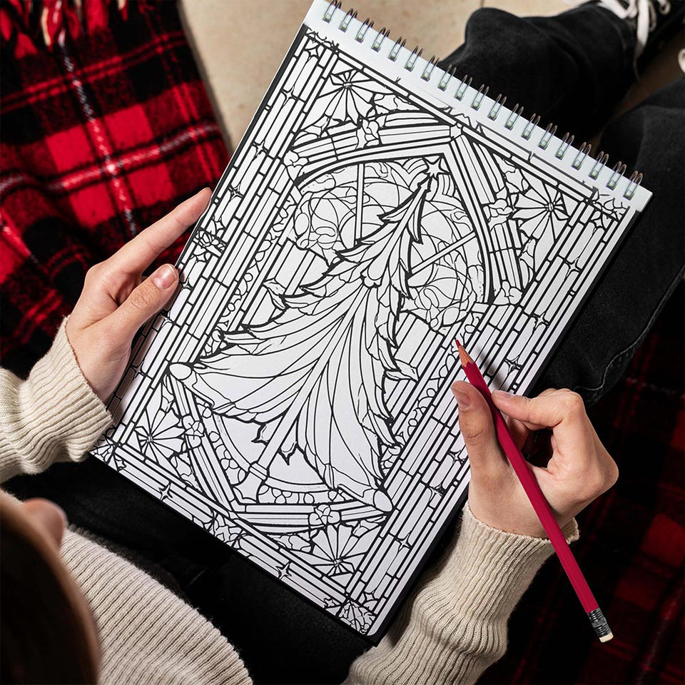 LBKHOUSE Christmas Stained Glass Spiral Bound Coloring Book for Adult