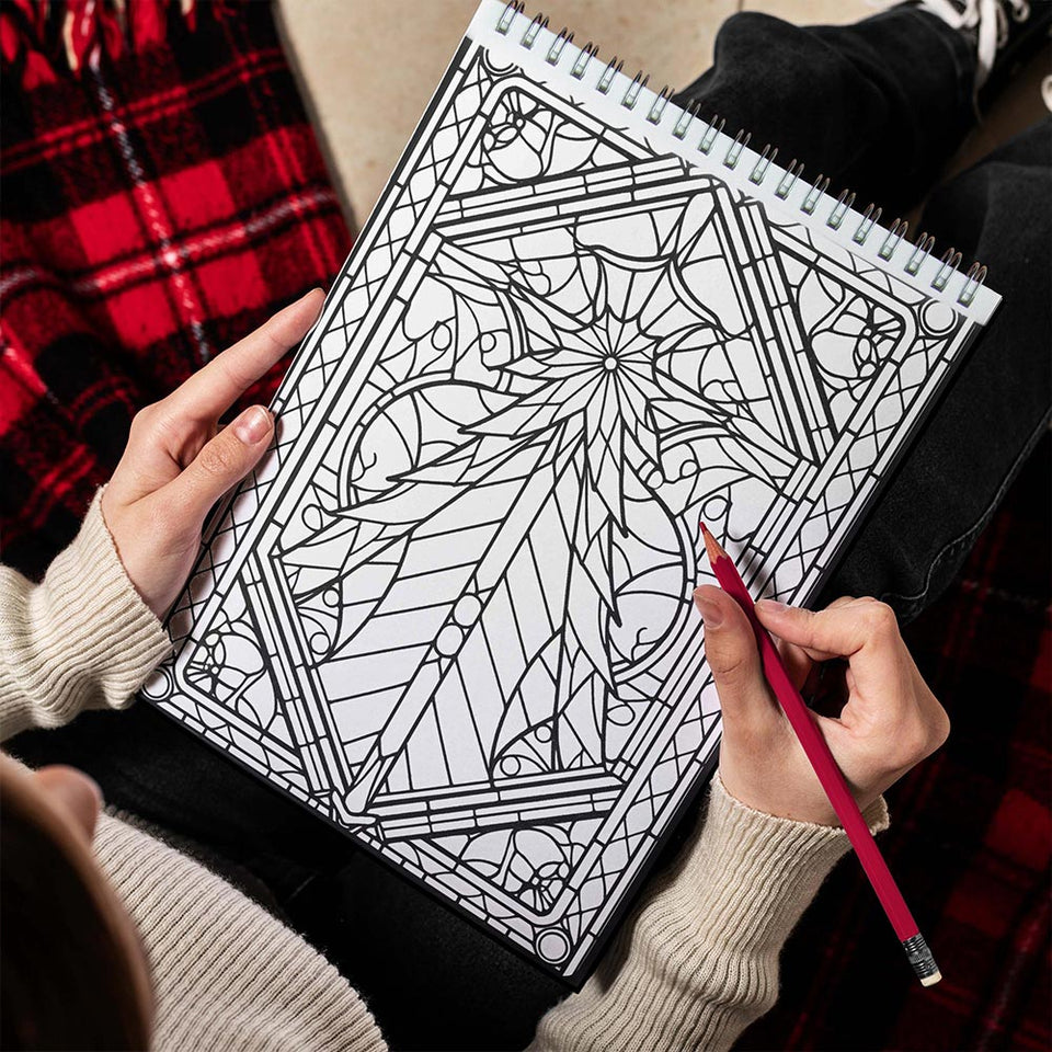 LBKHOUSE Christmas Stained Glass Spiral Bound Coloring Book for Adult